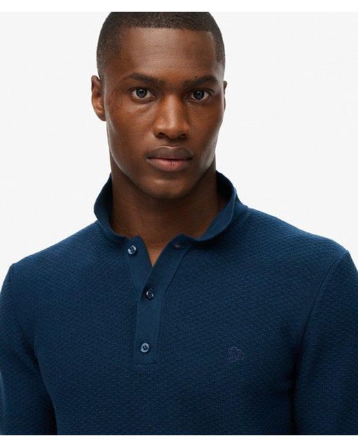 Superdry Blue & Co Knitted Texture Short Sleeve Polo Shirt for men