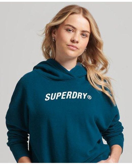 Superdry Blue Code Core Sport Crop Box Hoodie Sailor
