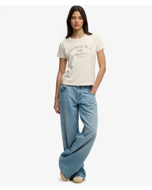 Superdry White Athletic Essentials Fitted Graphic T-shirt