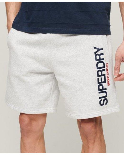 Superdry White Loose Fit Sportswear Shorts for men