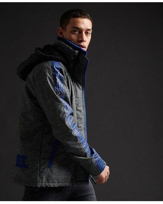 Superdry Black Limited Edition Hybrid Borg Sd-Windcheater Jacket Mega Grit/Strong Cobalt for men