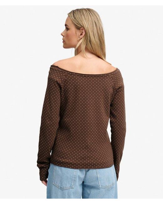 Superdry Brown & Co Bardot Off Shoulder Top