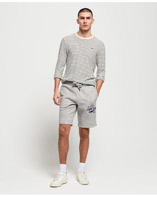 Superdry Gray College Applique Shorts Academy Smoke Grit for men