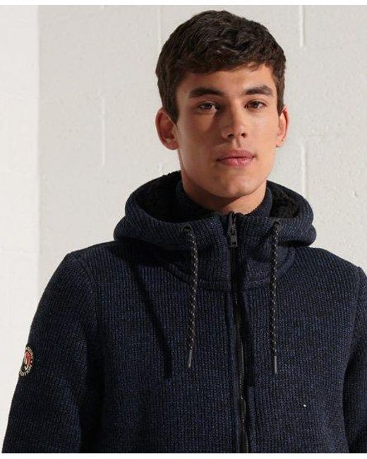 Superdry Blue Expedition Zip Through Hooded Jacket Twist for men