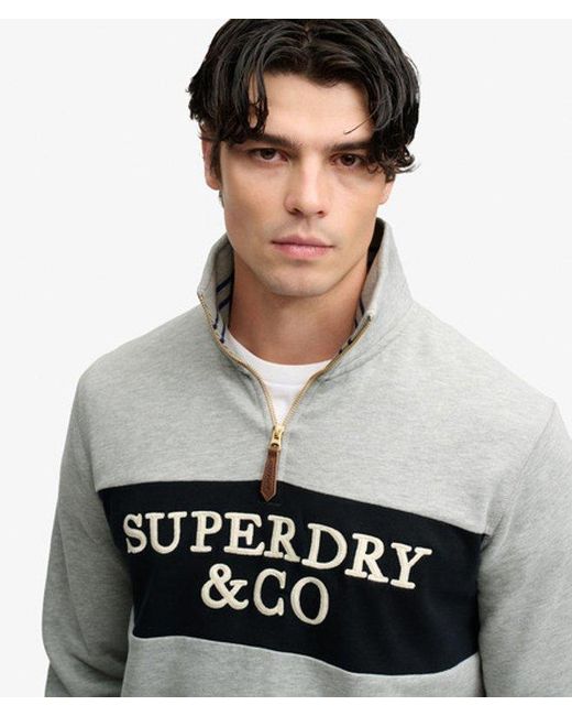 Superdry Gray & Co Company Logo Half Zip Sweatshirt for men