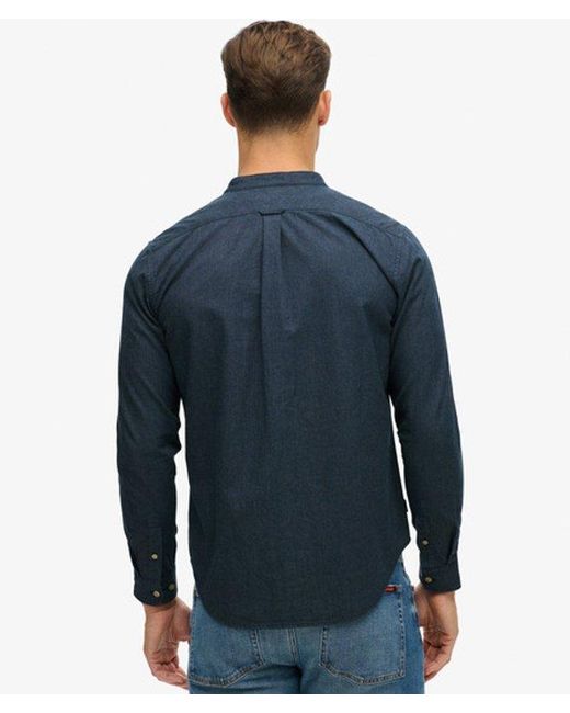 Superdry Blue & Co The Merchant Store Micro Texture Grandad Shirt for men