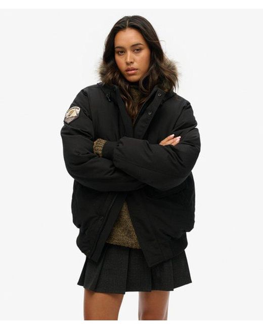 Superdry Black Classic Oversized Everest Faux Fur Bomber Jacket