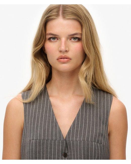 Superdry Gray & Co Pinstripe Waistcoat