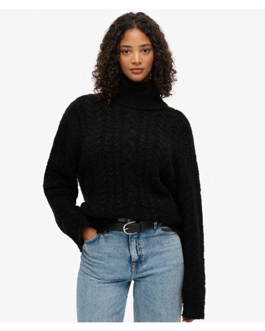 Superdry Black & Co Cable Roll Neck Jumper