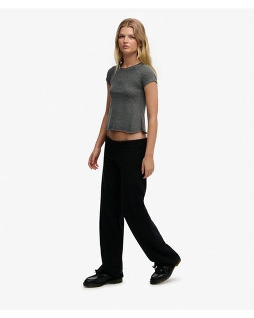 Superdry Black Athletic Essentials Fold Over Joggers