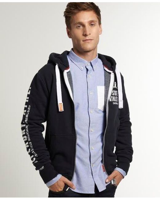 Superdry Blue Track & Field Zip Hoodie Eclipse for men