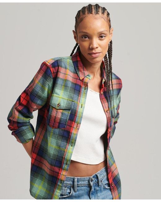 Superdry Organic Cotton Check Flannel Shirt Green | Lyst