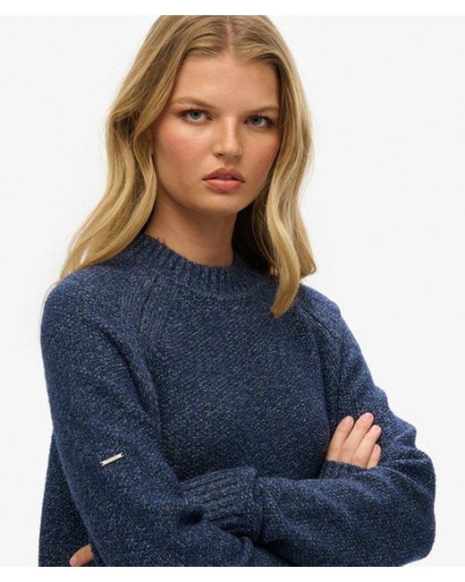 Superdry Blue Oversized Chunky Raglan Jumper