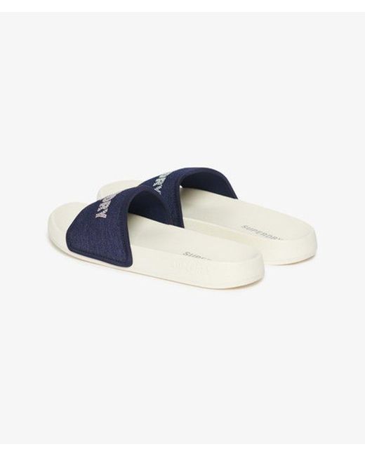 Superdry Blue & Co Rhinestone Luxe Pool Sliders