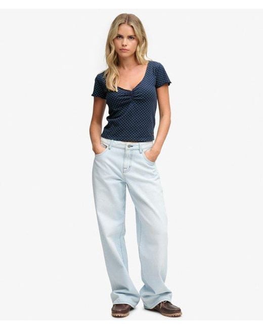 Superdry Athletic Essentials Top Slanke Pasvorm in het Blue