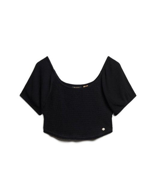 Superdry Black & Co Smocked Woven Top