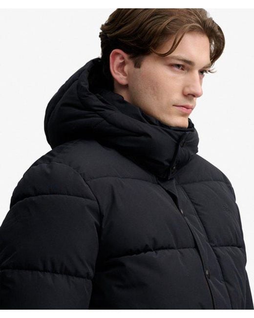 Superdry Black Premium Hooded Puffer Jacket for men