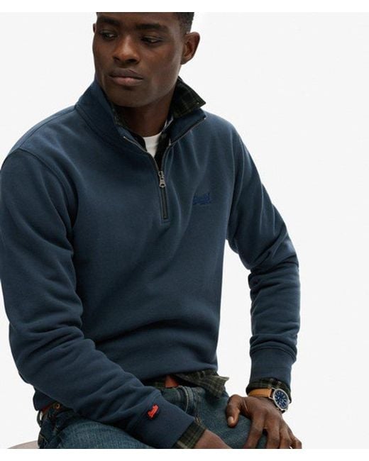 Superdry Essential Logo Halve Rits in het Blue voor heren