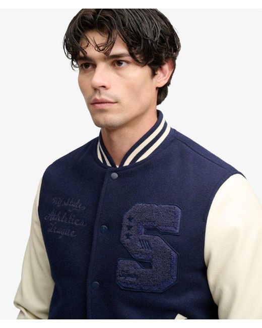 Superdry Blue & Co Vintage Patched Varsity Jacket for men