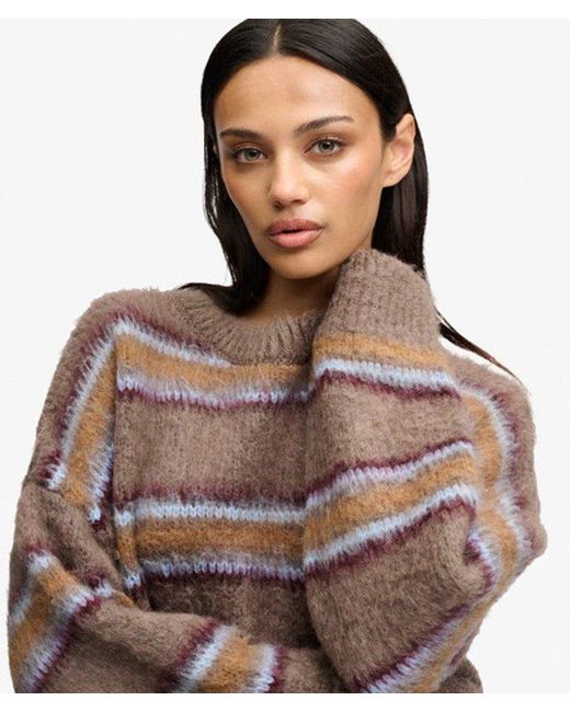 Superdry Brown & Co Slouchy Brushed Stripe Knit Jumper