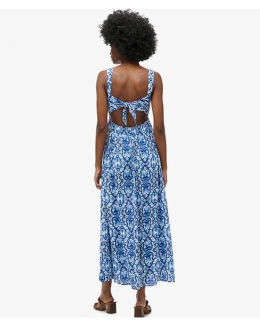 Superdry Blue & Co Tie Back Maxi Dress