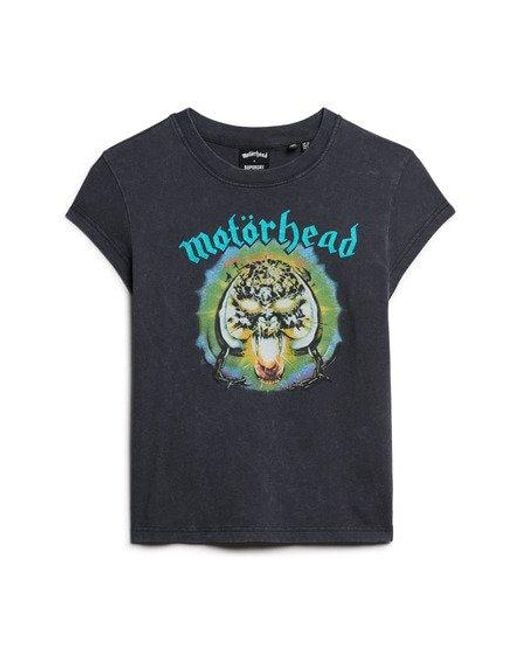 Superdry Motörhead X T-shirt Met Kapmouwen in het Blue