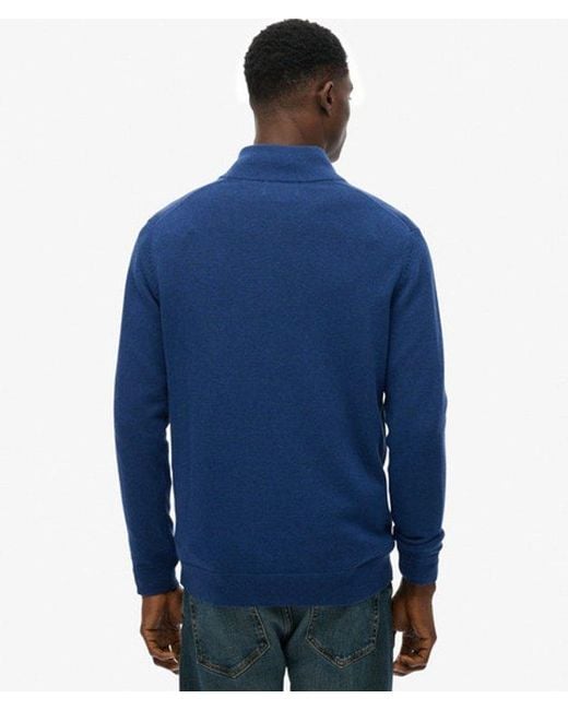 Superdry Blue & Co Essentials Cotton Half Zip Jumper for men