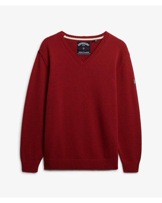 Superdry Red Oversized Striped V-neck Jumper