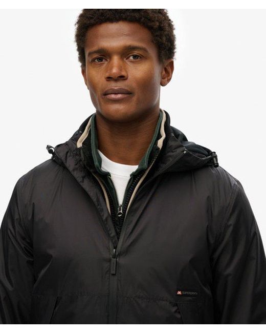 Superdry Black & Co Hooded Logo Windbreaker Jacket for men