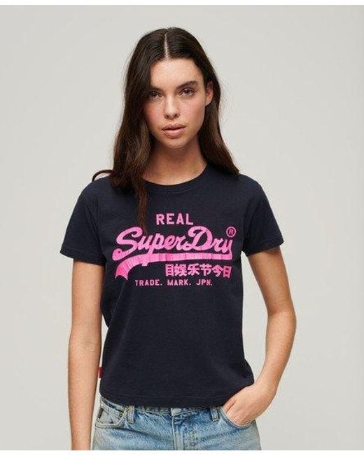 Superdry Blue Neon Graphic Fitted T-shirt