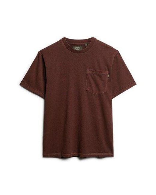 Superdry Brown Contrast Stitch Pocket T-shirt for men