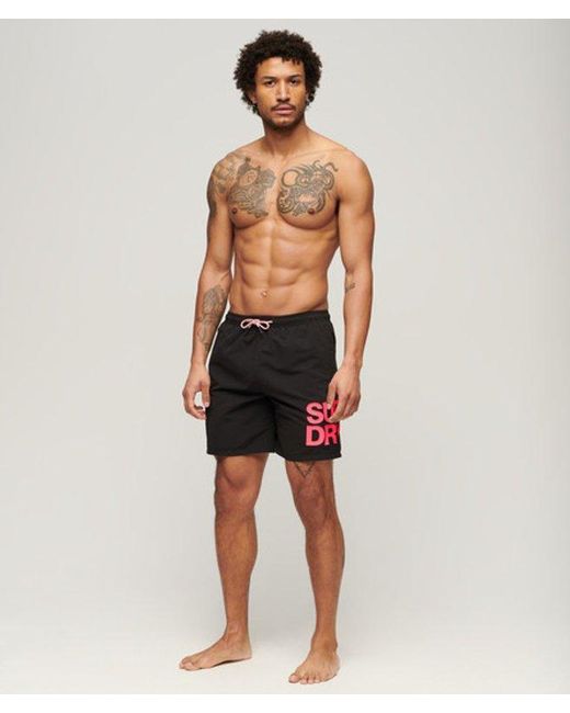 Superdry Black & Co Sportswear Logo 17-inch Recycled Swim Shorts for men