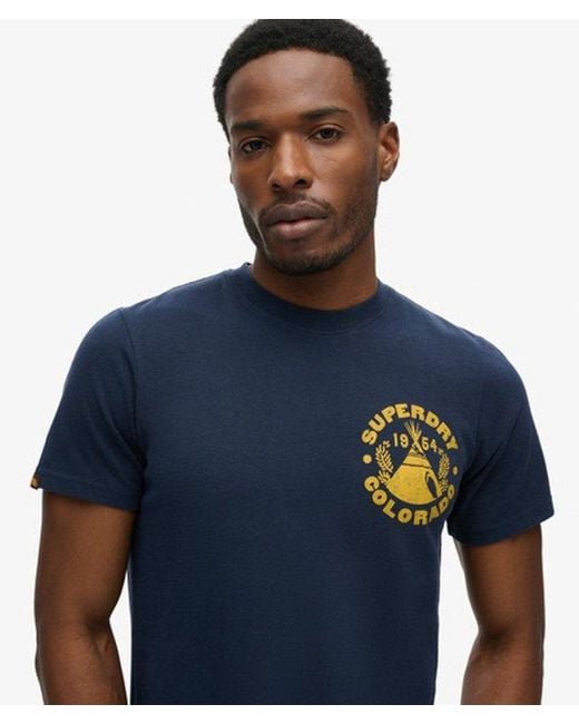 Superdry Blue Graphic Print Outdoor T-shirt for men