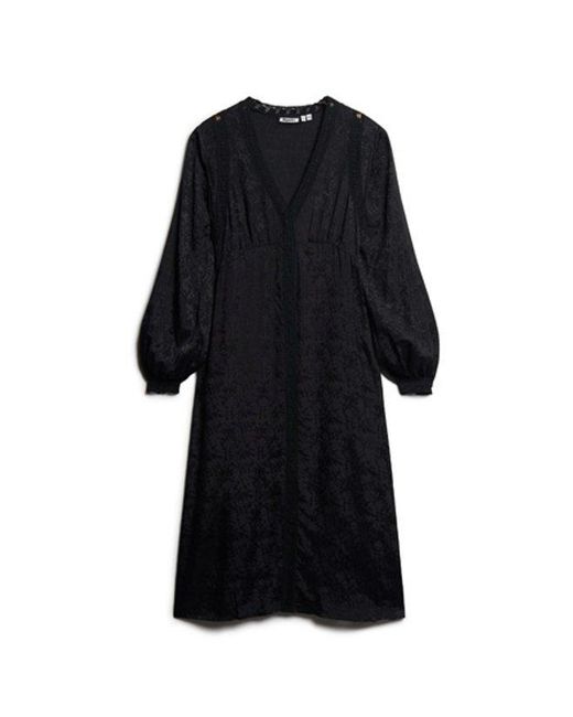 Superdry Blue Lace Trim Midi Dress