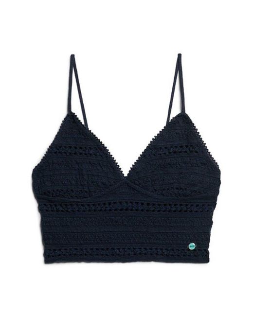 Superdry Jersey Kanten Bralette in het Blue