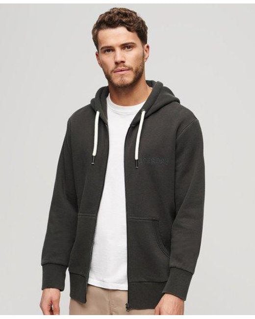 Superdry Gray Tattoo Graphic Loose Zip Hoodie for men