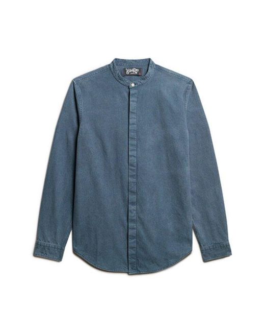 Superdry Blue & Co The Merchant Store - Indigo Henley Shirt for men