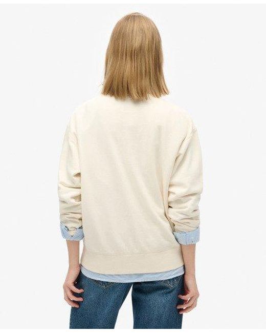 Superdry White Travel Souvenir Loose Crew Sweatshirt