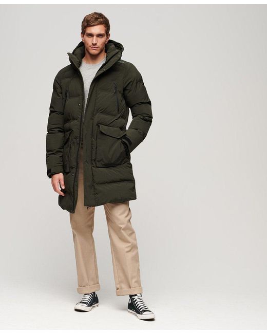 Superdry Hooded Longline Padded Jacket in Green for Men Lyst