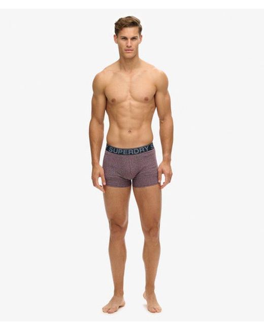 Superdry Blue Classic Logo Print Cotton Boxer Triple Pack for men