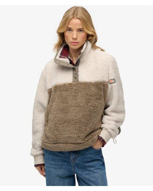 Superdry Super Soft Mash Up Teddyfleece in het Natural