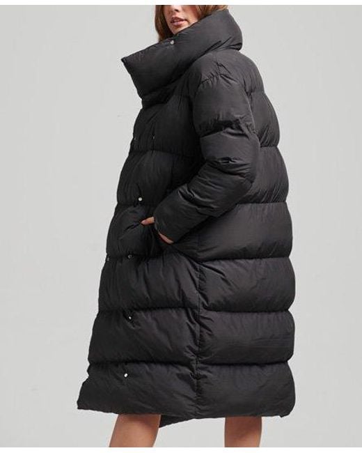 Superdry Black Longline Puffer Coat