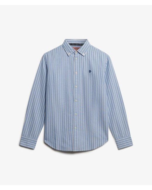 Superdry Blue Slim Oxford Button Down Long Sleeve Shirt