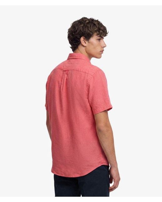 Superdry Red & Co Riviera Short Sleeve Linen Shirt for men