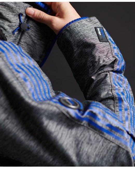Superdry Black Limited Edition Hybrid Borg Sd-Windcheater Jacket Mega Grit/Strong Cobalt for men