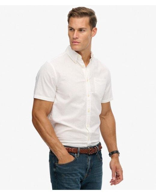 Superdry White & Co City Cotton Linen Short Sleeve Shirt for men