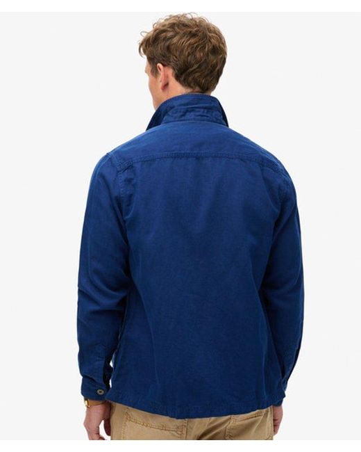 Superdry Blue & Co Classic The Merchant Store Linen Blend Overshirt for men