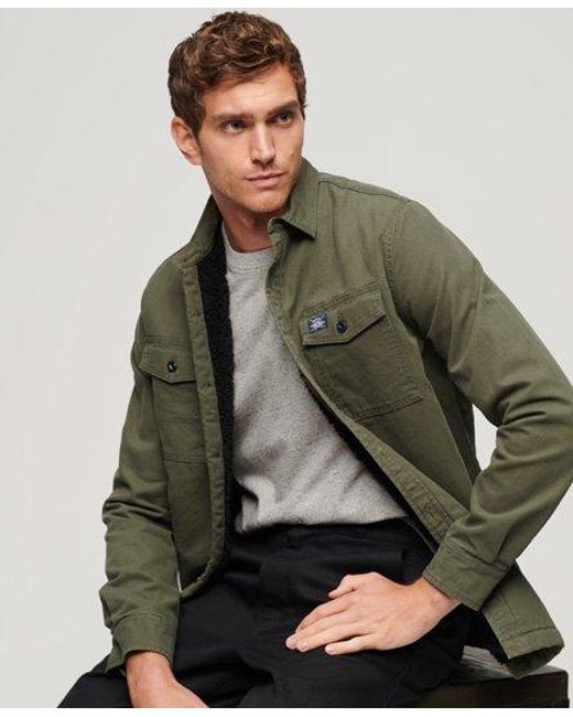 Superdry Borg Lined Miller Overshirt Green for men