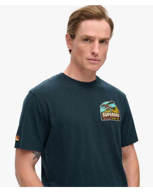 Superdry Blue & Co Travel Postcard Chest Print T-shirt for men