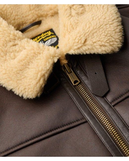 Femme Veste Aviateur Overtaille En Peau De Mouton Synthétique Taille Superdry en coloris Gray